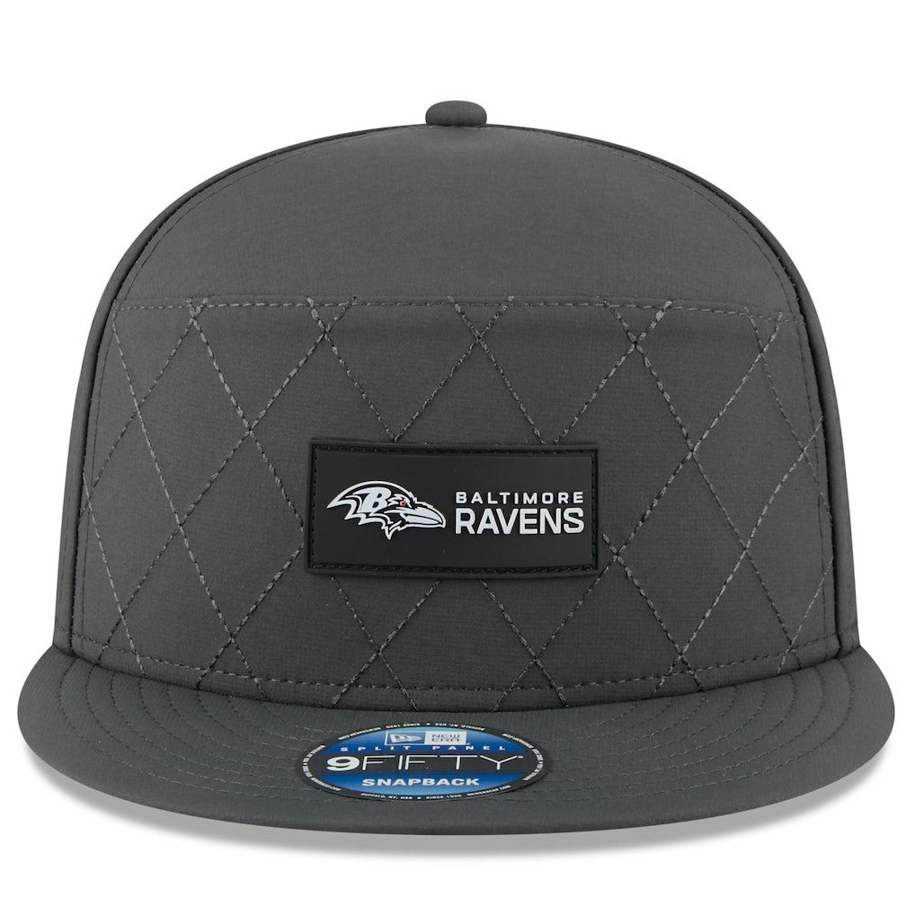 Baltimore Ravens New Era 2025 Sideline Cold Weather Split Panel 9FIFTY Snapback Hat - Charcoal sale