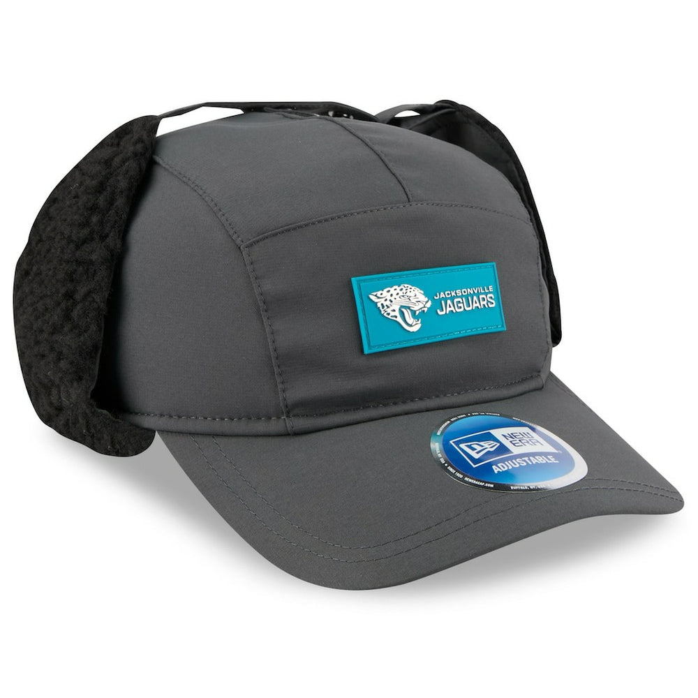 Jacksonville Jaguars New Era 2025 Sideline Cold Weather Runner Dog Ear Adjustable Hat - Charcoal online