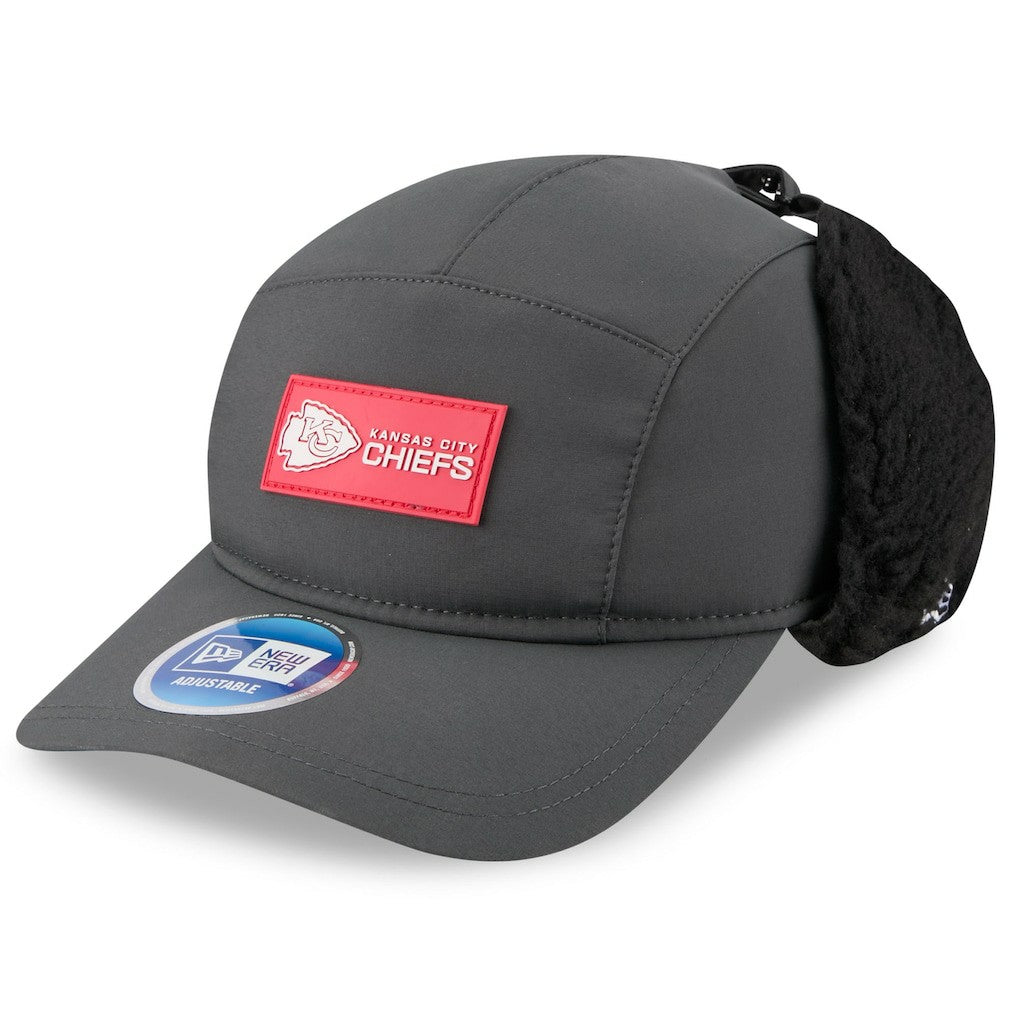 Kansas City Chiefs New Era 2025 Sideline Cold Weather Runner Dog Ear Adjustable Hat - Charcoal cheap