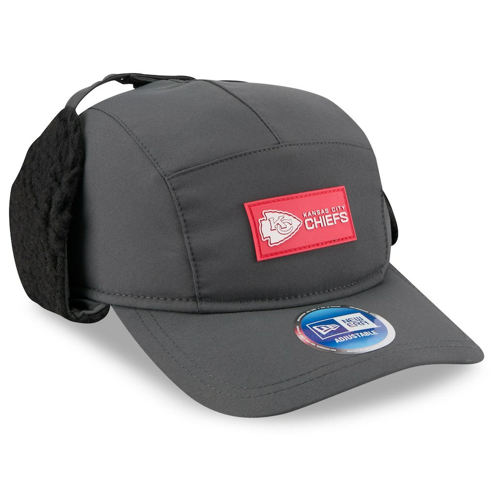 Kansas City Chiefs New Era 2025 Sideline Cold Weather Runner Dog Ear Adjustable Hat - Charcoal cheap