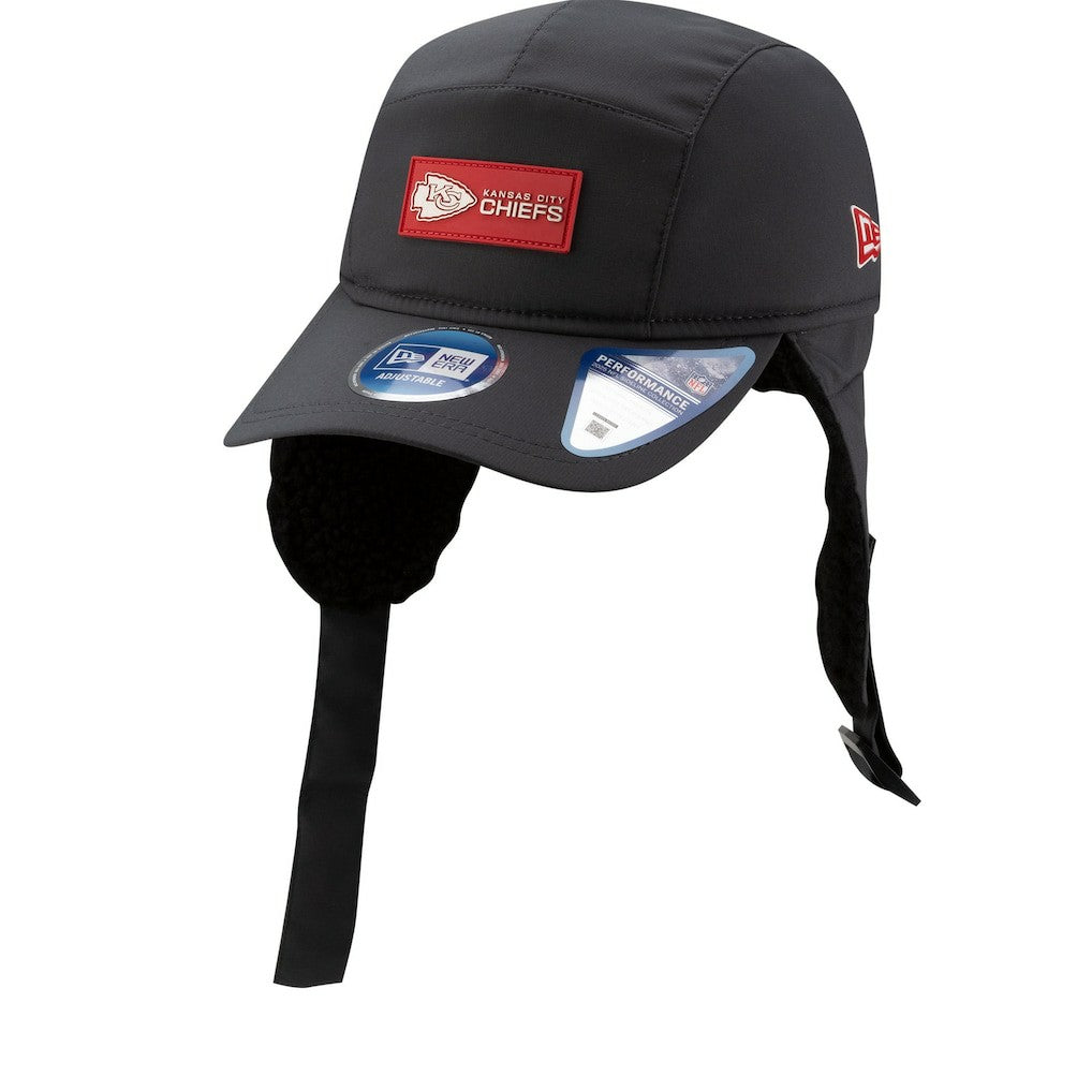 Kansas City Chiefs New Era 2025 Sideline Cold Weather Runner Dog Ear Adjustable Hat - Charcoal cheap