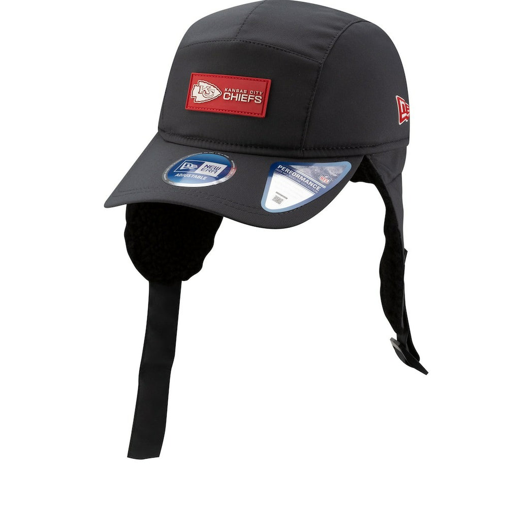 Kansas City Chiefs New Era 2025 Sideline Cold Weather Runner Dog Ear Adjustable Hat - Charcoal cheap