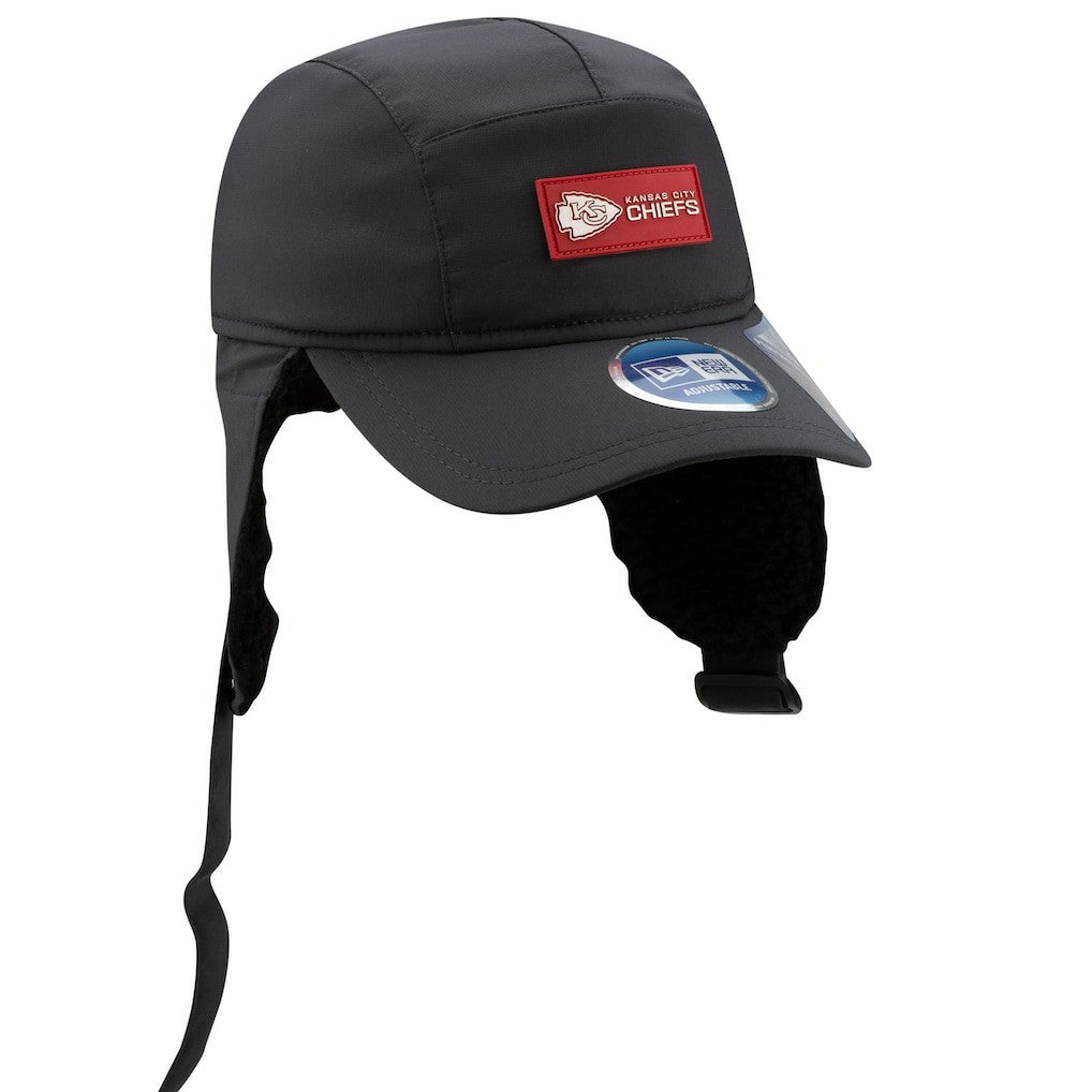 Kansas City Chiefs New Era 2025 Sideline Cold Weather Runner Dog Ear Adjustable Hat - Charcoal cheap