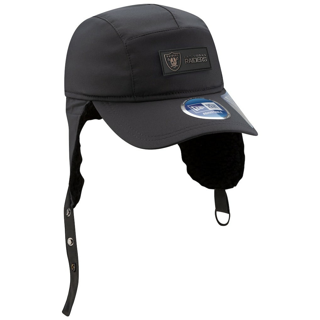 Las Vegas Raiders New Era 2025 Sideline Cold Weather Runner Dog Ear Adjustable Hat - Charcoal cheap