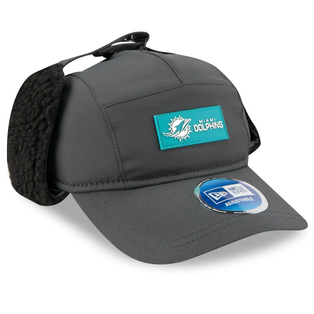 Miami Dolphins New Era 2025 Sideline Cold Weather Runner Dog Ear Adjustable Hat - Charcoal online