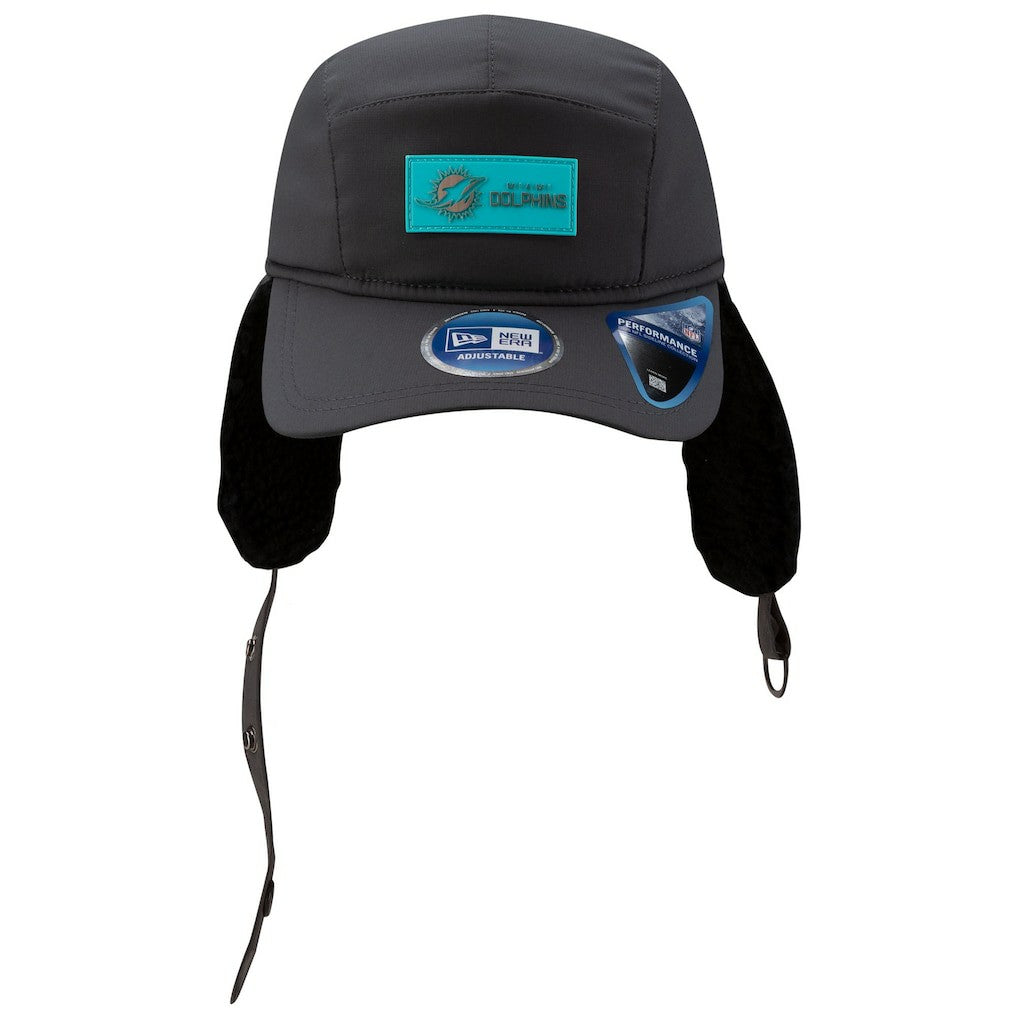 Miami Dolphins New Era 2025 Sideline Cold Weather Runner Dog Ear Adjustable Hat - Charcoal online