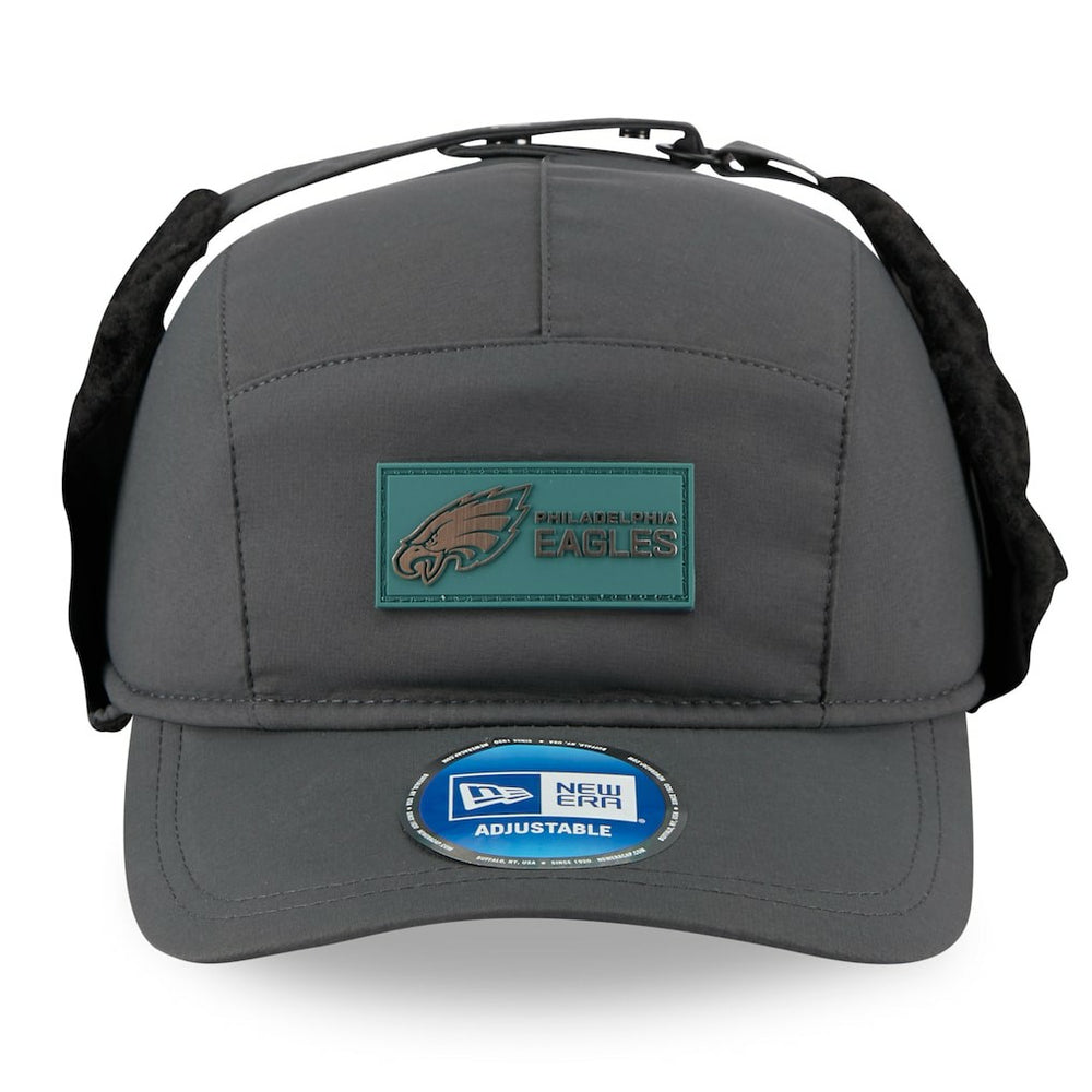 Philadelphia Eagles New Era 2025 Sideline Cold Weather Runner Dog Ear Adjustable Hat - Charcoal for sale