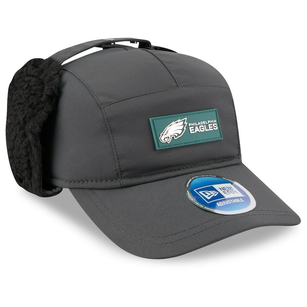 Philadelphia Eagles New Era 2025 Sideline Cold Weather Runner Dog Ear Adjustable Hat - Charcoal for sale