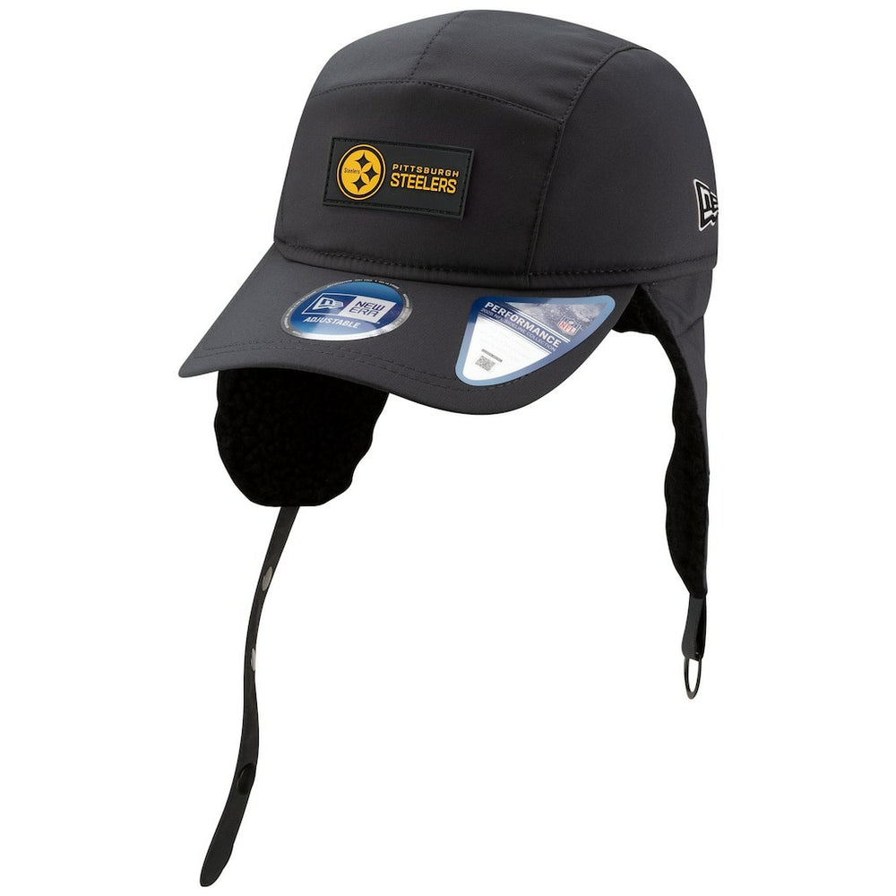 Pittsburgh Steelers New Era 2025 Sideline Cold Weather Runner Dog Ear Adjustable Hat - Charcoal cheap