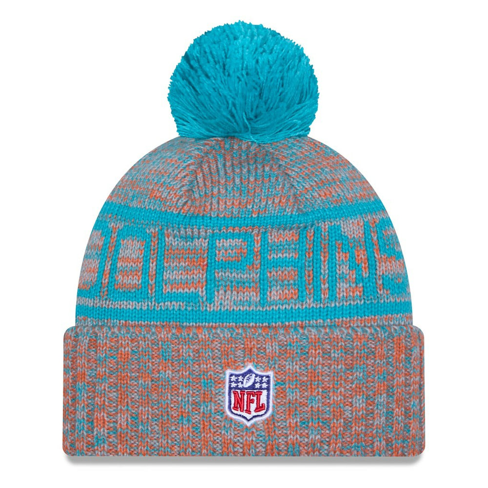 Miami Dolphins New Era 2025 Sideline Cold Weather Cuffed Knit Hat with Pom - Orange discount