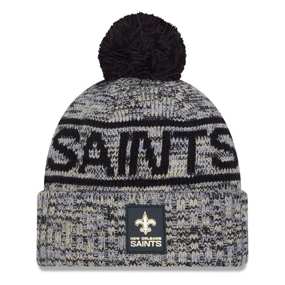 New Orleans Saints New Era 2025 Sideline Cold Weather Cuffed Knit Hat with Pom - Black for sale