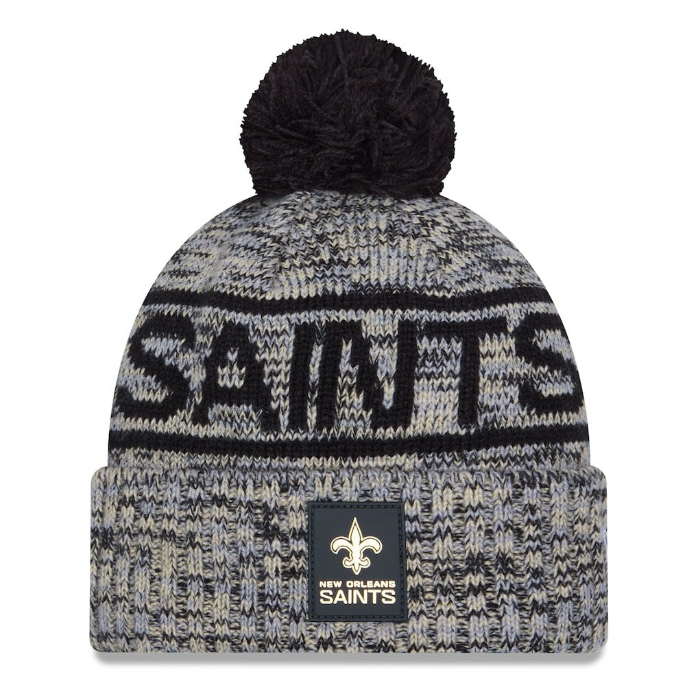 New Orleans Saints New Era 2025 Sideline Cold Weather Cuffed Knit Hat with Pom - Black for sale