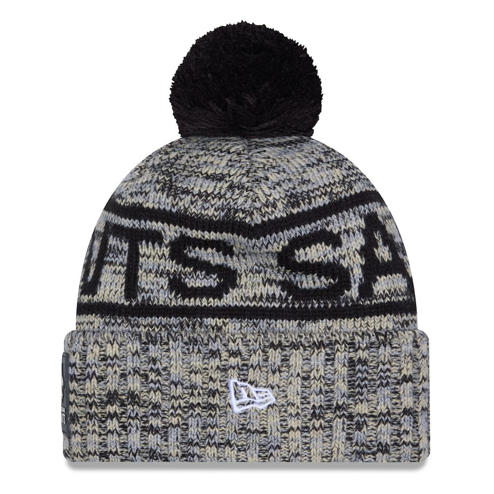 New Orleans Saints New Era 2025 Sideline Cold Weather Cuffed Knit Hat with Pom - Black for sale