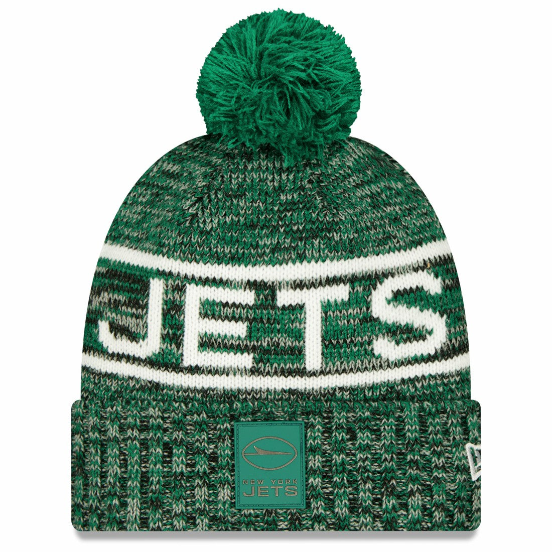 New York Jets New Era 2025 Sideline Cold Weather Cuffed Knit Hat with Pom - Green sale