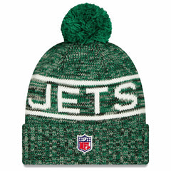 New York Jets New Era 2025 Sideline Cold Weather Cuffed Knit Hat with Pom - Green sale