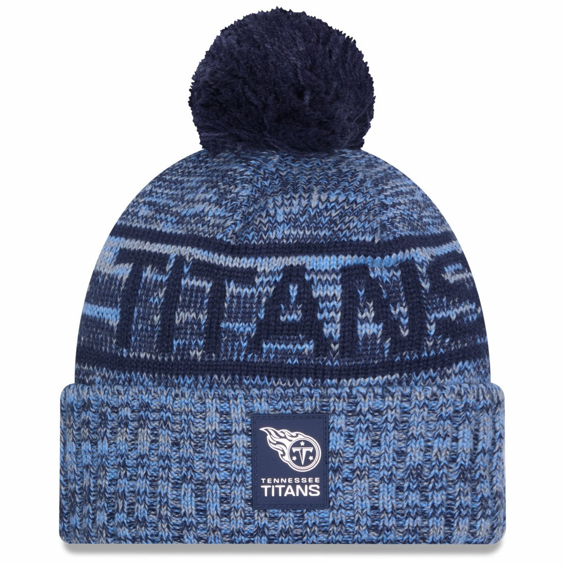 Tennessee Titans New Era 2025 Sideline Cold Weather Cuffed Knit Hat with Pom - Light Blue for sale