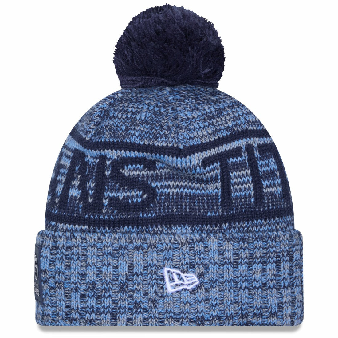 Tennessee Titans New Era 2025 Sideline Cold Weather Cuffed Knit Hat with Pom - Light Blue for sale