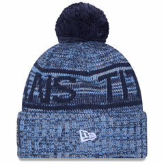 Tennessee Titans New Era 2025 Sideline Cold Weather Cuffed Knit Hat with Pom - Light Blue for sale
