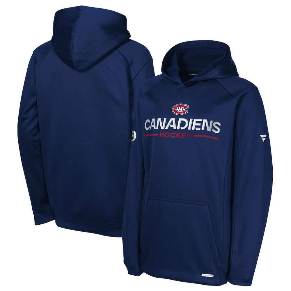 Montreal Canadiens Fanatics Youth Authentic Pro Rink Raglan Hoodie - Navy Hoodies
