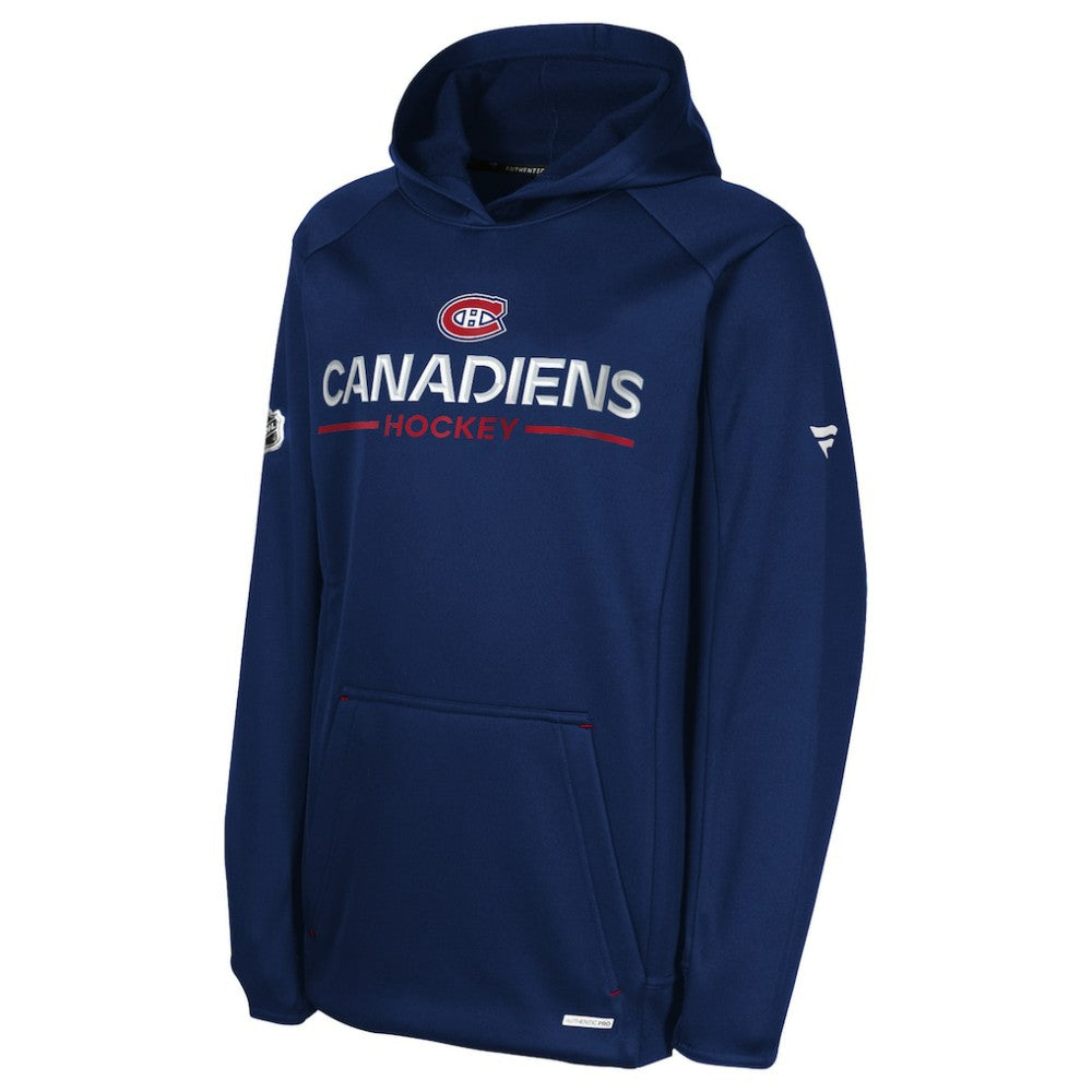 Montreal Canadiens Fanatics Youth Authentic Pro Rink Raglan Hoodie - Navy Hoodies