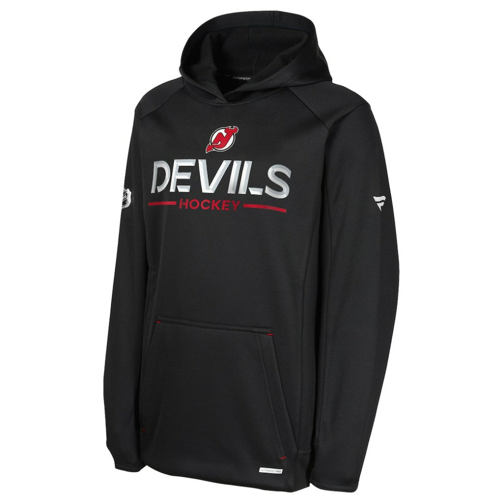 New Jersey Devils Fanatics Youth Authentic Pro Rink Raglan Hoodie - Black Jerseys