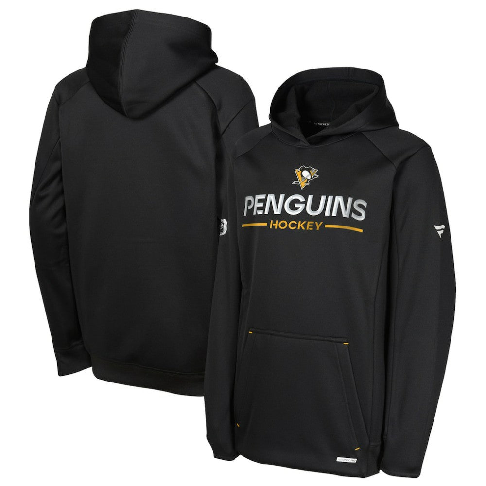 Pittsburgh Penguins Fanatics Youth Authentic Pro Rink Raglan Hoodie - Black Hoodies