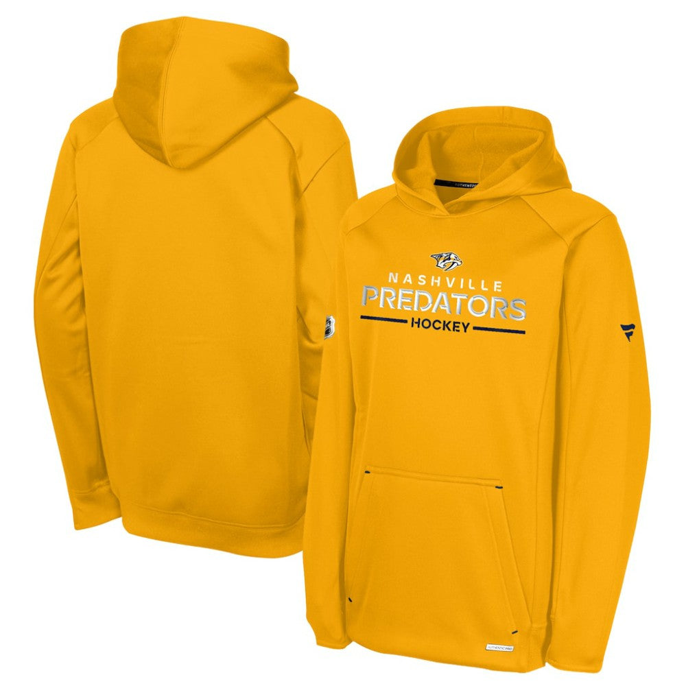 Nashville Predators Fanatics Youth Authentic Pro Rink Raglan Hoodie - Gold Hoodies