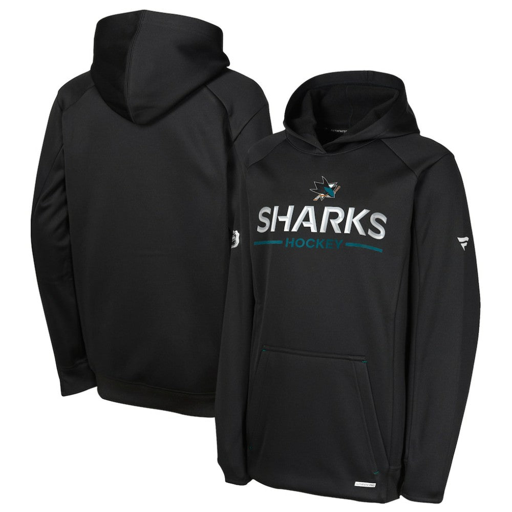San Jose Sharks Fanatics Youth Authentic Pro Rink Raglan Hoodie - Black Hoodies
