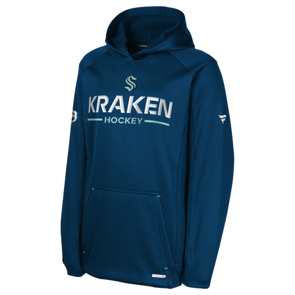 Seattle Kraken Fanatics Youth Authentic Pro Rink Raglan Hoodie - Deep Sea Blue Hoodies