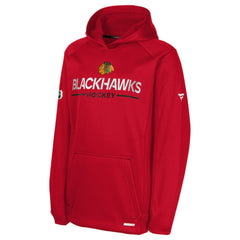 Chicago Blackhawks Fanatics Youth Authentic Pro Rink Raglan Hoodie - Red Hoodies