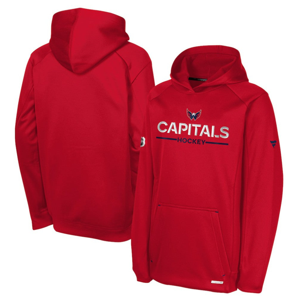 Washington Capitals Fanatics Youth Authentic Pro Rink Raglan Hoodie - Red Hoodies