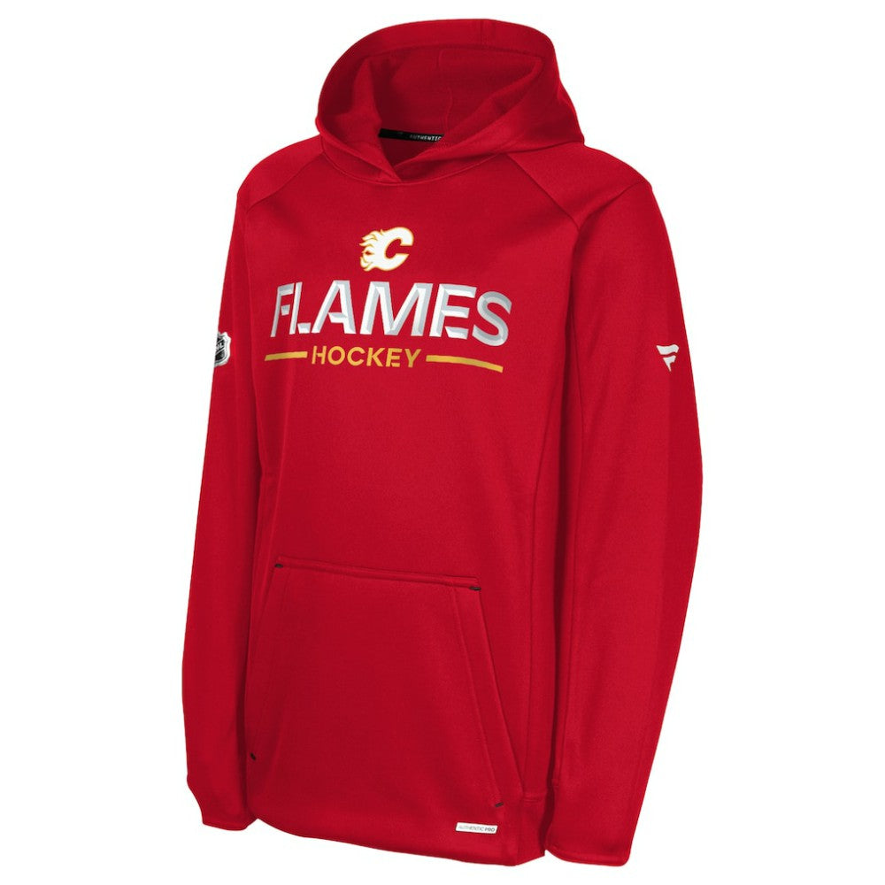 Calgary Flames Fanatics Youth Authentic Pro Rink Raglan Hoodie - Red Hoodies