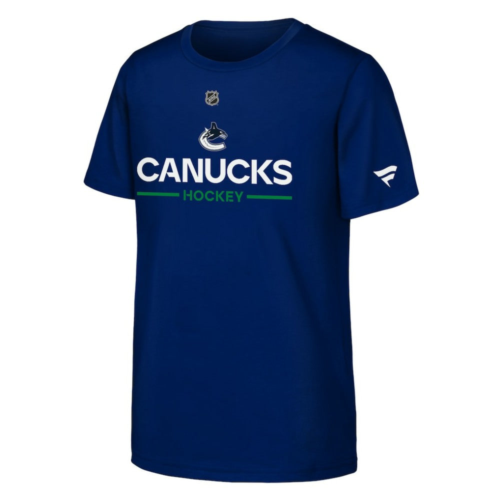 Vancouver Canucks Fanatics Youth Authentic Pro Wordmark T-Shirt - Blue T-shirts