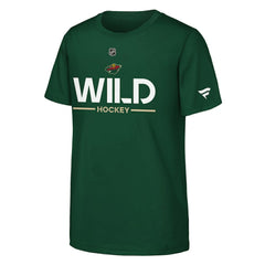 Minnesota Wild Fanatics Youth Authentic Pro Wordmark T-Shirt - Green T-shirts