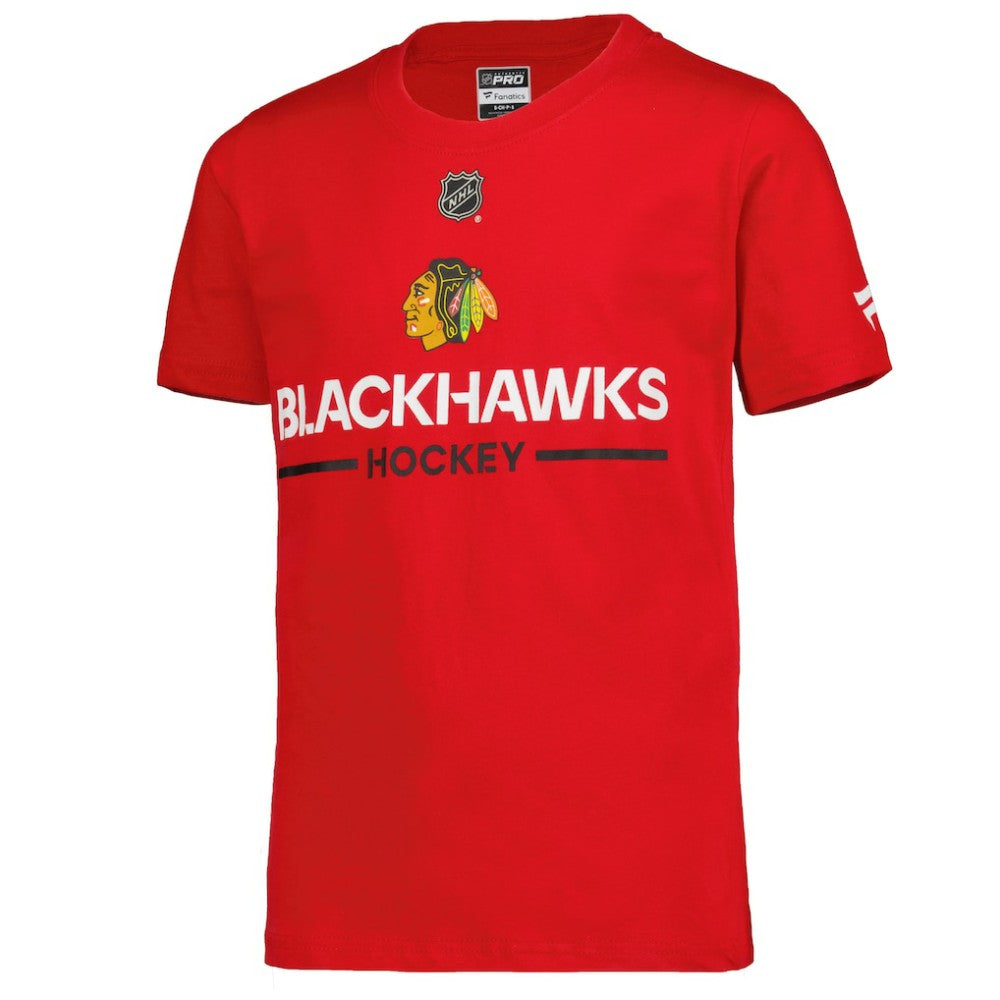 Chicago Blackhawks Fanatics Youth Authentic Pro Wordmark T-Shirt - Red T-shirts