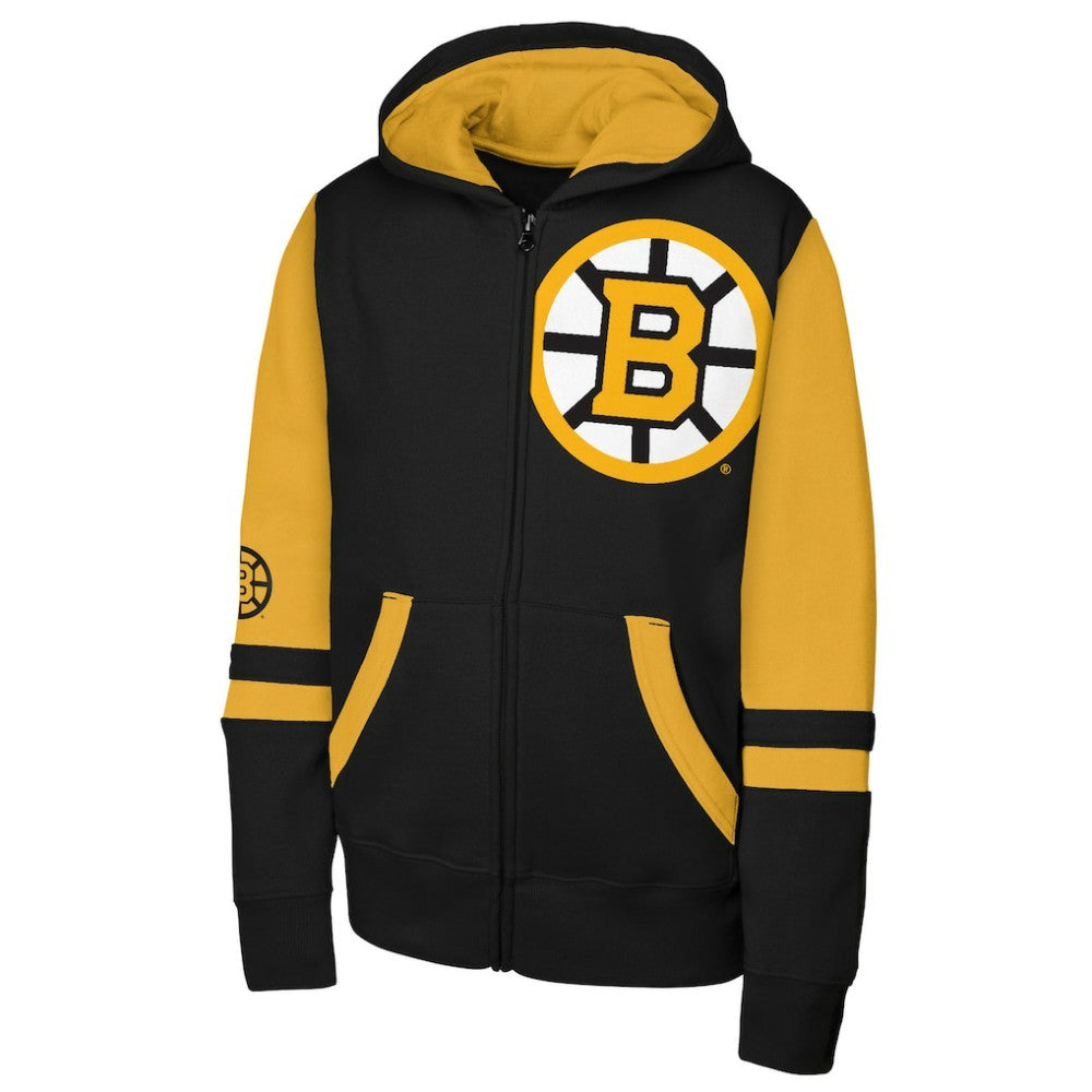 Boston Bruins Outerstuff Youth Face Off Full-Zip Hoodie - Black Hoodies