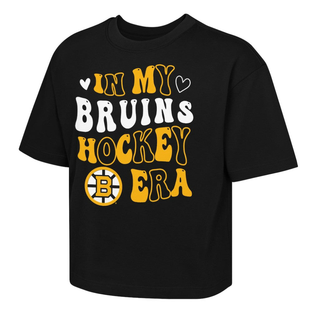 Boston Bruins Outerstuff Girls Youth In My Era Boxy T-Shirt - Black T-shirts