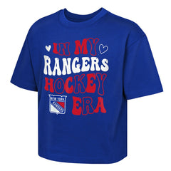 New York Rangers Outerstuff Girls Youth In My Era Boxy T-Shirt - Blue T-shirts