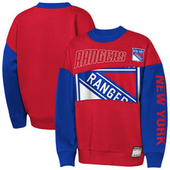 New York Rangers Outerstuff Youth Impact Player Sweatshirt - Red/Blue Sweatshirts