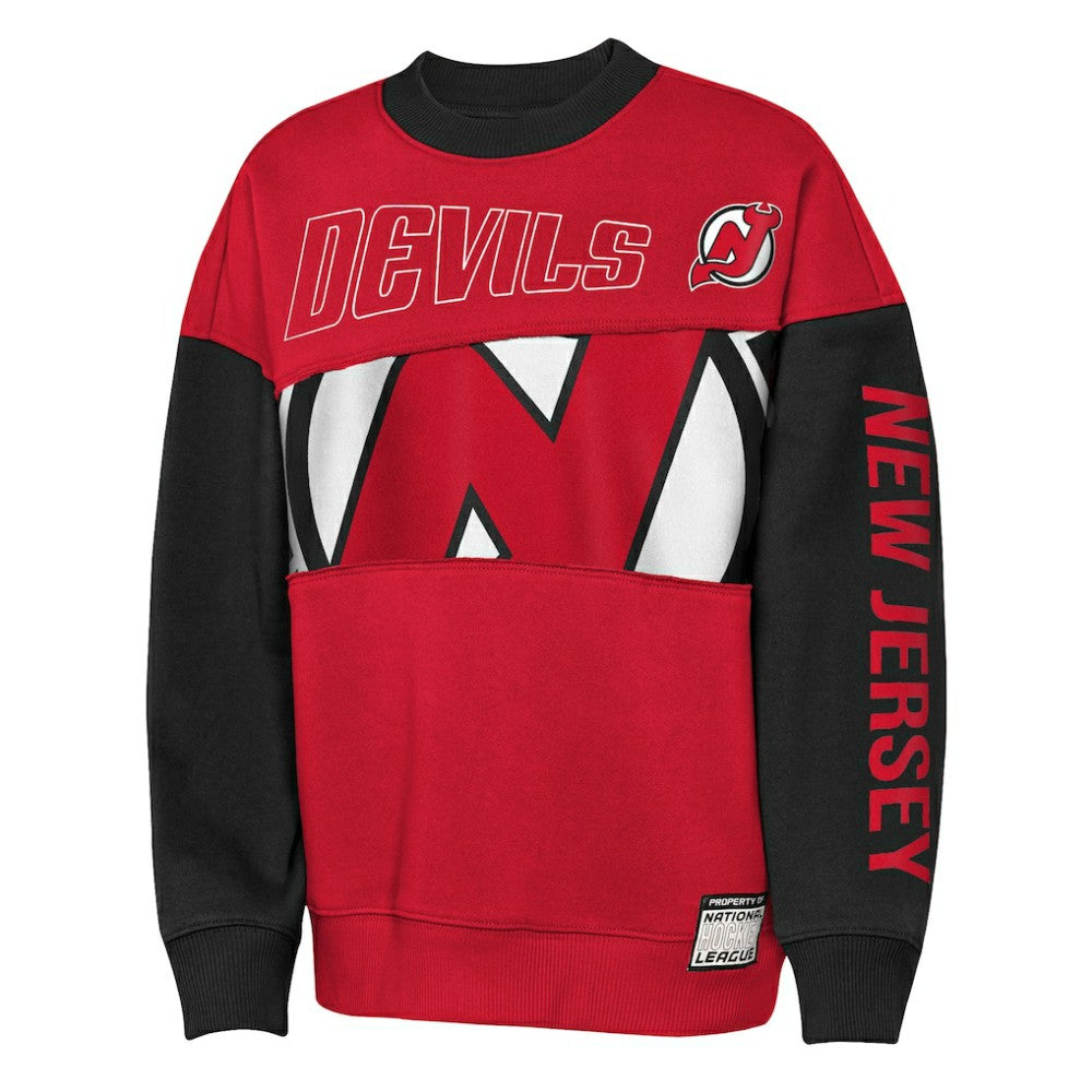 New Jersey Devils Outerstuff Youth Impact Player Sweatshirt - Red/Black Sweatshirts