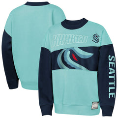 Seattle Kraken Outerstuff Youth Impact Player Sweatshirt - Light Blue/Deep Sea Blue Sweatshirts