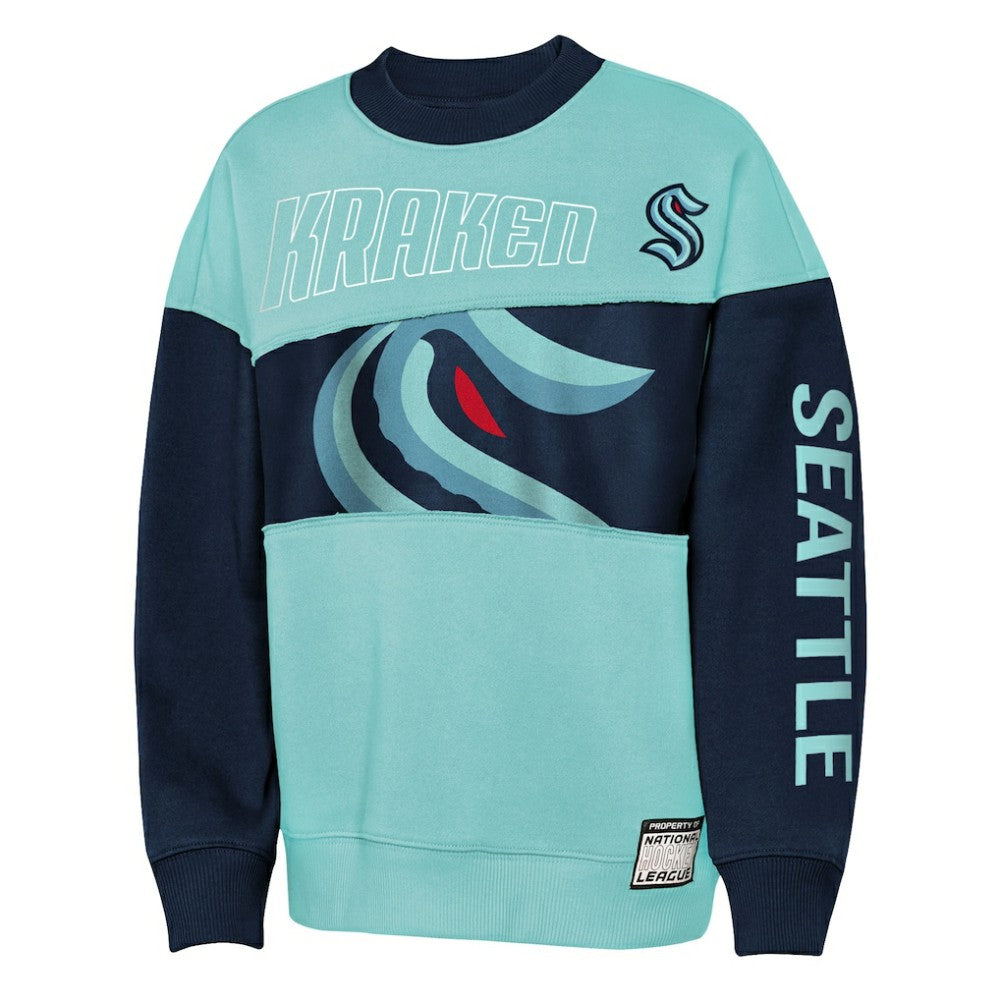 Seattle Kraken Outerstuff Youth Impact Player Sweatshirt - Light Blue/Deep Sea Blue Sweatshirts