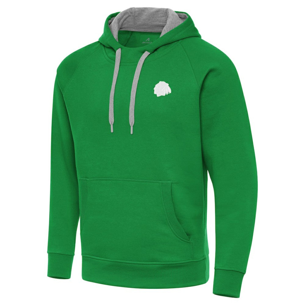 Chicago Blackhawks Antigua St. Patrick's Day Victory Pullover Hoodie - Kelly Green Hoodies