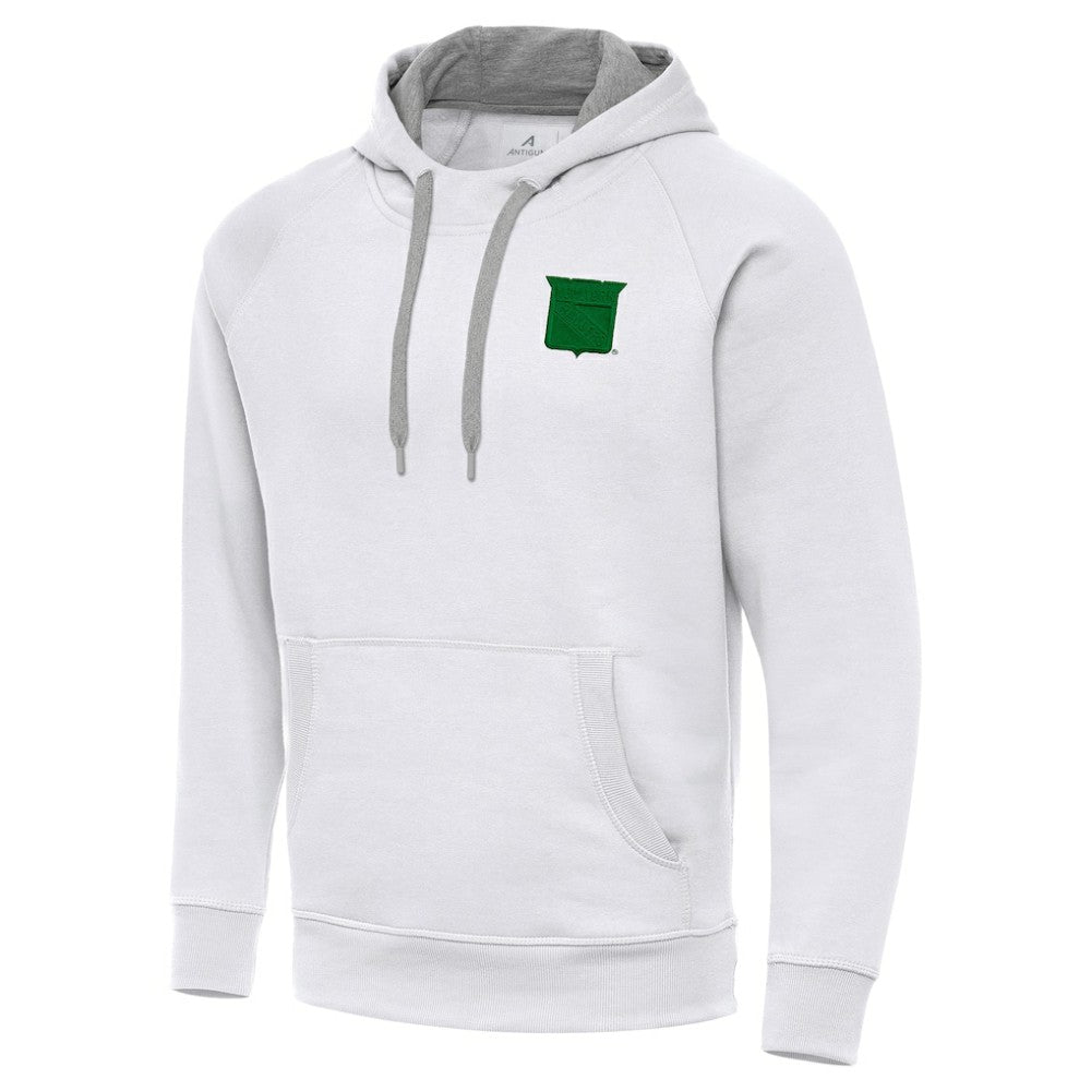 New York Rangers Antigua St. Patrick's Day Victory Pullover Hoodie - White Hoodies