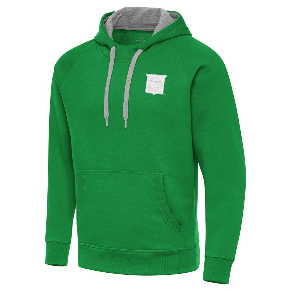 New York Rangers Antigua St. Patrick's Day Victory Pullover Hoodie - Kelly Green Hoodies