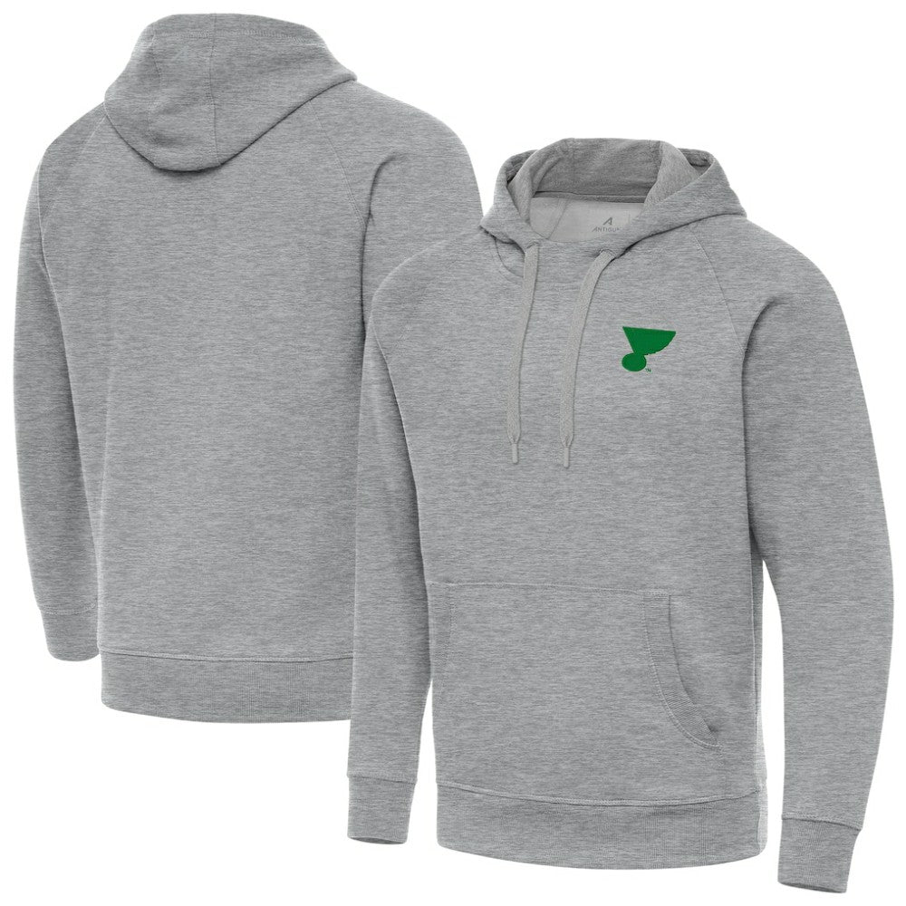St. Louis Blues Antigua St. Patrick's Day Victory Pullover Hoodie - Heather Gray Hoodies