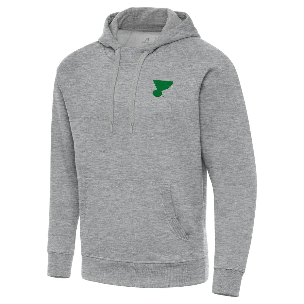 St. Louis Blues Antigua St. Patrick's Day Victory Pullover Hoodie - Heather Gray Hoodies
