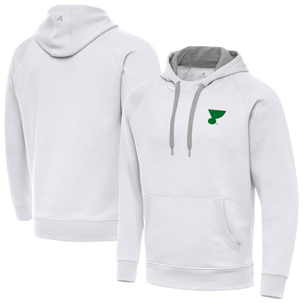 St. Louis Blues Antigua St. Patrick's Day Victory Pullover Hoodie - White Hoodies