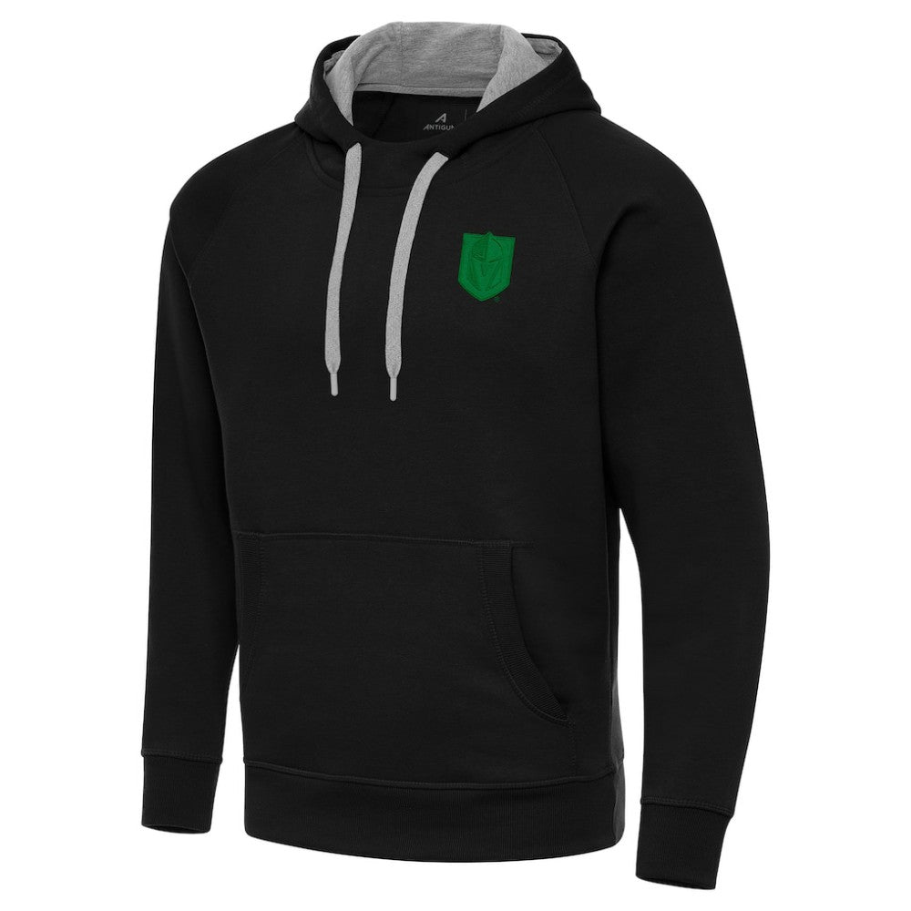 Vegas Golden Knights Antigua St. Patrick's Day Victory Pullover Hoodie - Black Hoodies