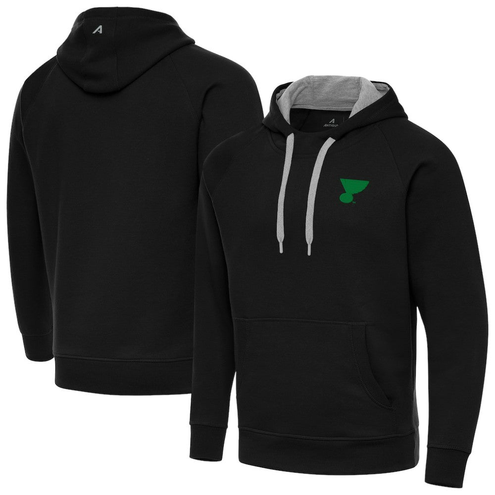 St. Louis Blues Antigua St. Patrick's Day Victory Pullover Hoodie - Black Hoodies